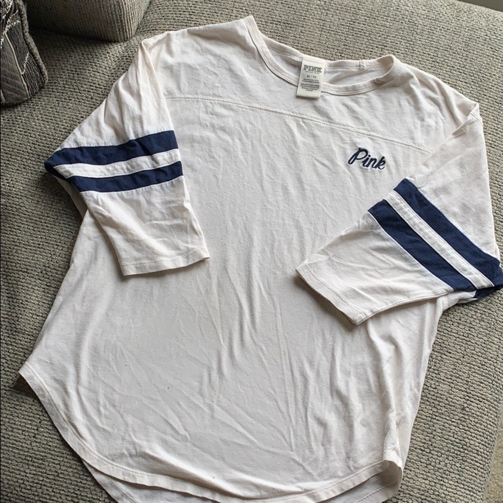 Pink White XS Baseball Tee